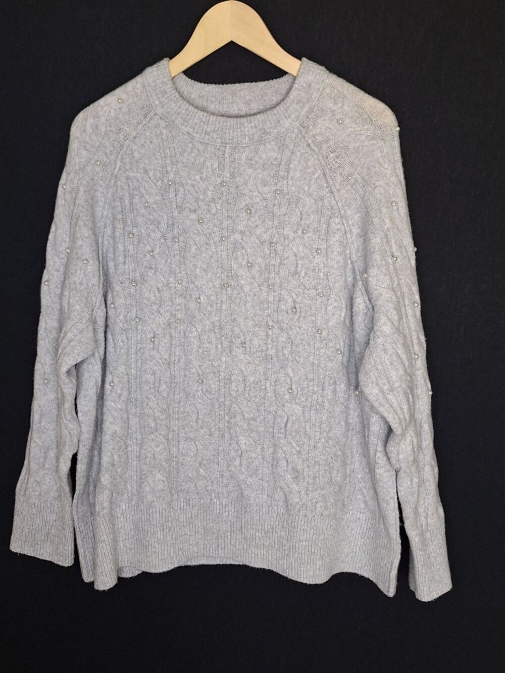 💙 Aerie Knit Oversized Soft Stretch Pearl Detail Sweater Size M/L Comfy Preppy